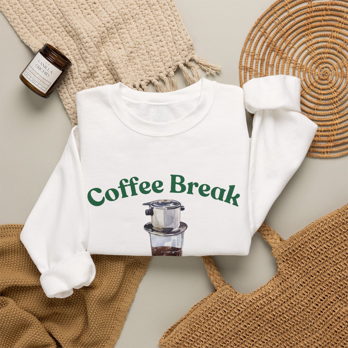 Coffee Break Weather Crewneck Sweatshirt, Cozy Winter Apparel, Gift for Coffee Lovers, Casual Fashion, Cozy Sweatshirt