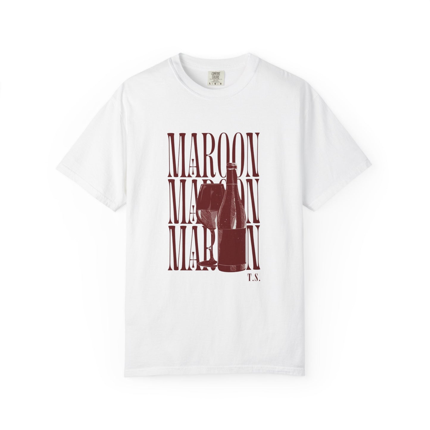 Maroon Wine Bottle T-Shirt, Casual Summer Tee, Great for Wine Lovers, Gifts for Friends, Perfect for Parties, midnights era, Maroon song