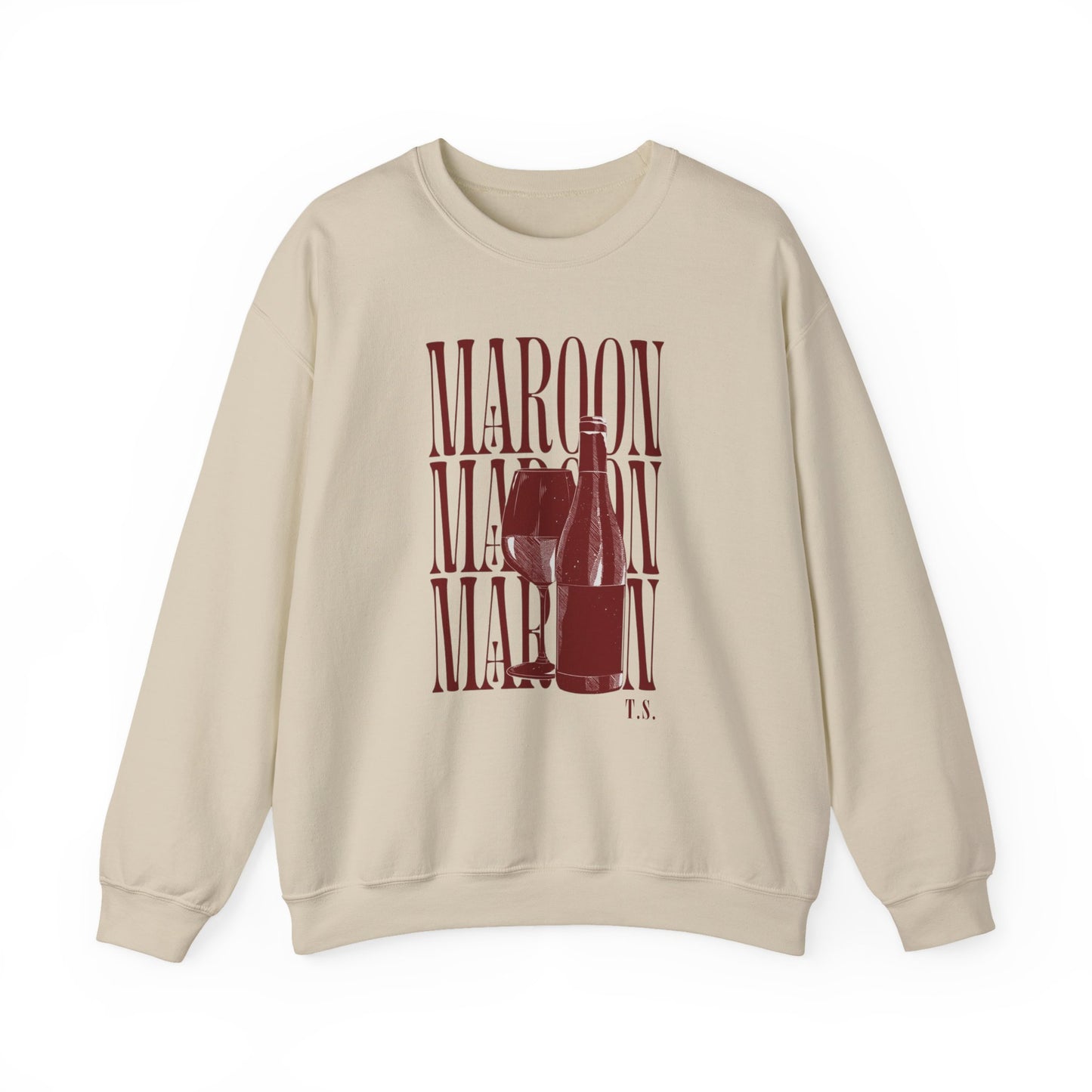 Maroon Wine Crewneck Sweatshirt, Cozy Pullover, Gift for Wine Lovers, Fan Apparel, Casual Wine Shirt, Maroon song, TS merch, Midnights
