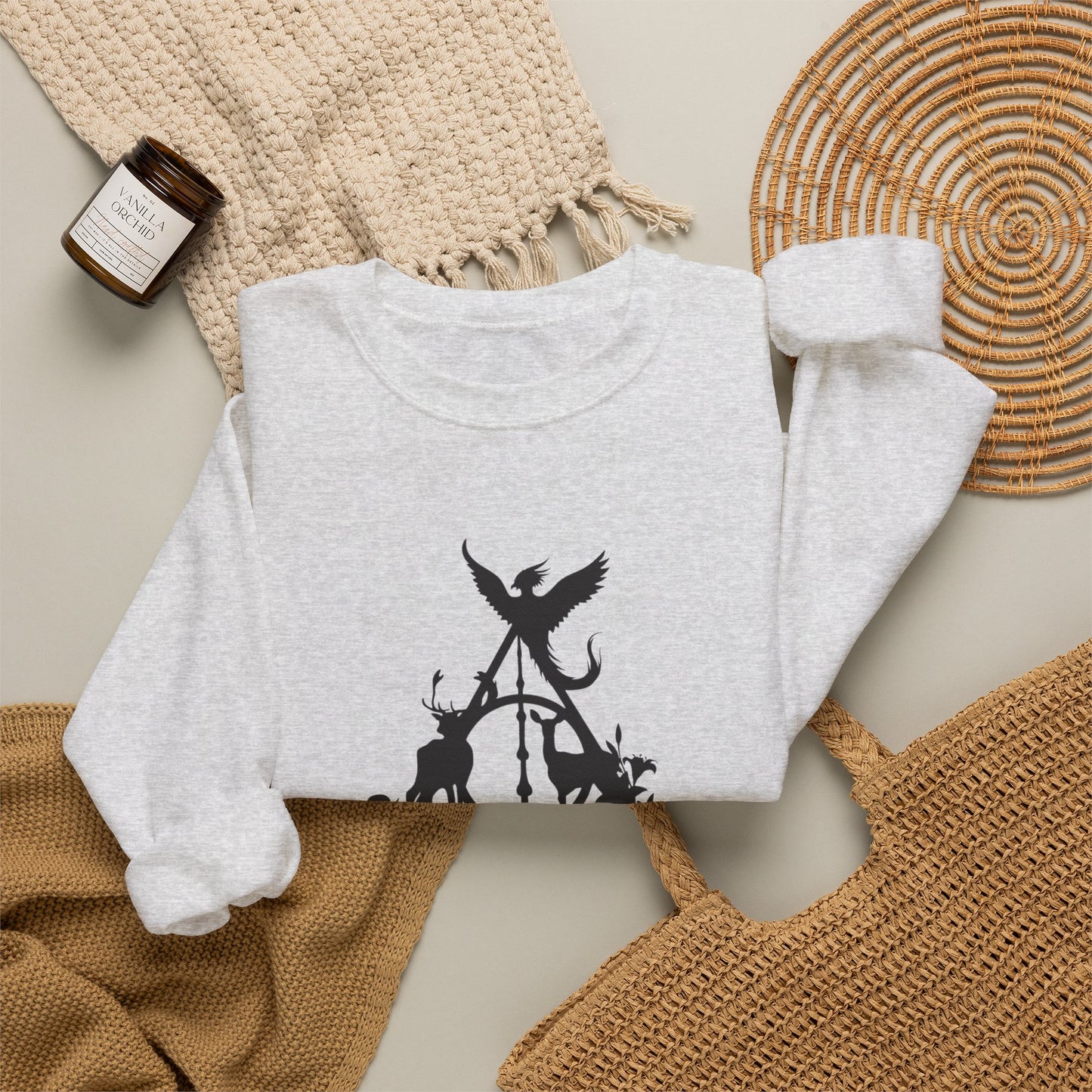 Magical Deathly Hallows Inspired Sweatshirt, Potterhead Cozy Sweater, Wizard Symbol Hoodie, Fantasy Magic Fan Gift