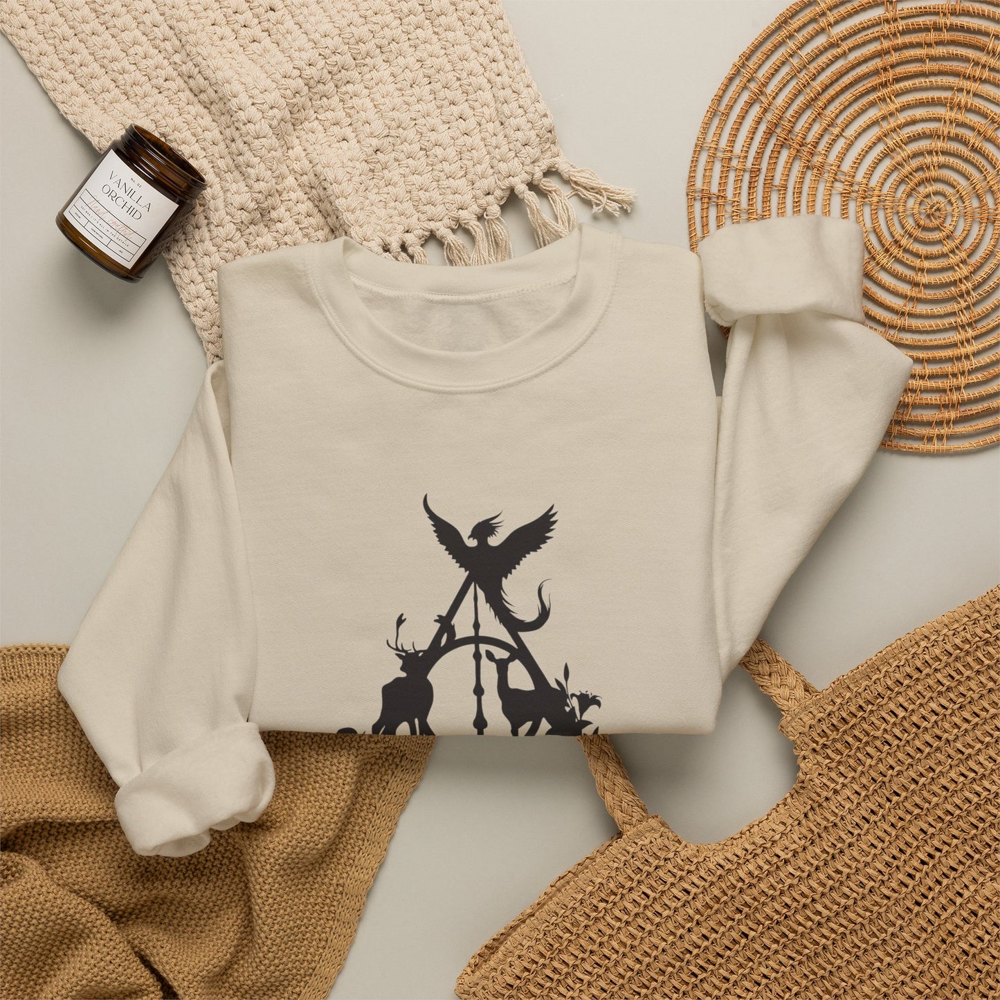 Magical Deathly Hallows Inspired Sweatshirt, Potterhead Cozy Sweater, Wizard Symbol Hoodie, Fantasy Magic Fan Gift
