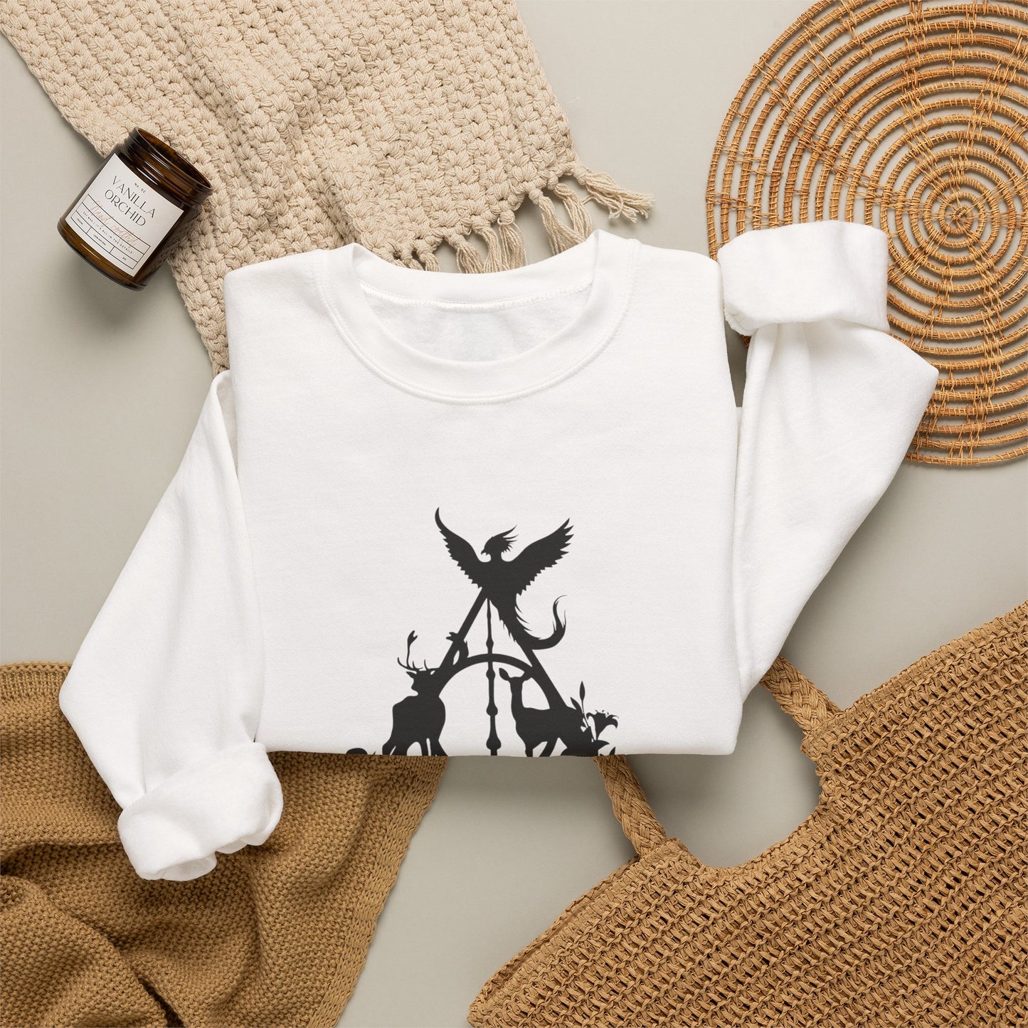 Magical Deathly Hallows Inspired Sweatshirt, Potterhead Cozy Sweater, Wizard Symbol Hoodie, Fantasy Magic Fan Gift