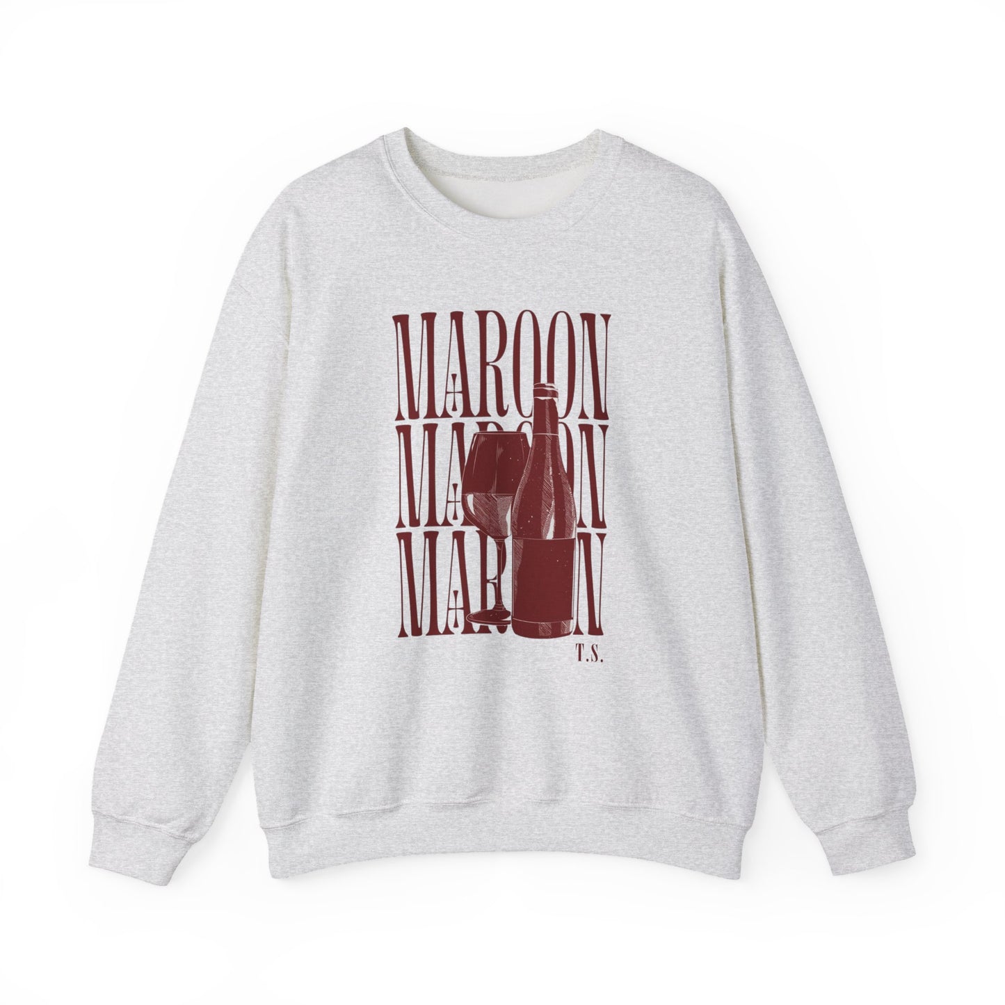 Maroon Wine Crewneck Sweatshirt, Cozy Pullover, Gift for Wine Lovers, Fan Apparel, Casual Wine Shirt, Maroon song, TS merch, Midnights